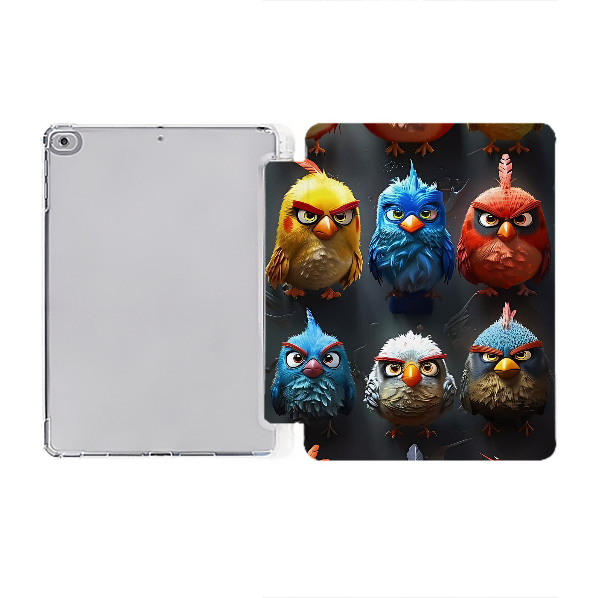 （画像用） Angry Birds アングリーバード IPad ケース ペン収納付き 三つ折りスタンド PUレザー×シリコン 対応機種9.5/10.5/10.9インチ